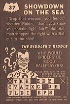 Front and back of cards number 22 and 37 of the Topps Riddlers Riddle set